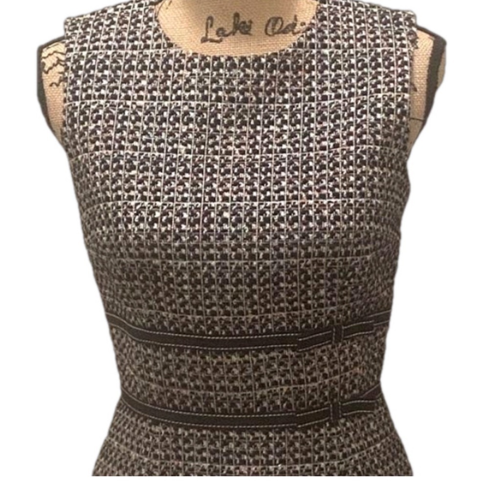 David Meister Black and tan Textured Midi Dress size 4 EA018 - Picture 3 of 10